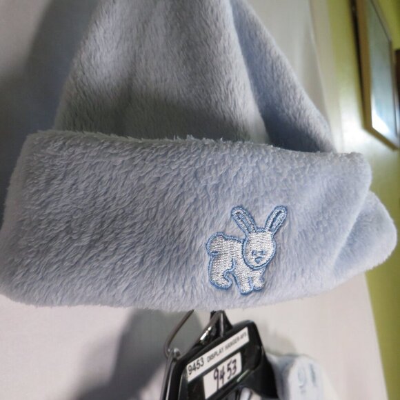 Baby Velour Footed Overalls & Embroidered Bunny (3pc) Set w hat cap - Picture 2 of 13